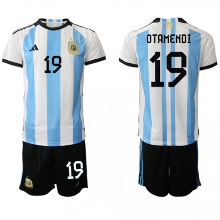 Argentina Nicolas Otamendi 19 Matchtröjor Barn Hemma Fotbollströja VM 2022